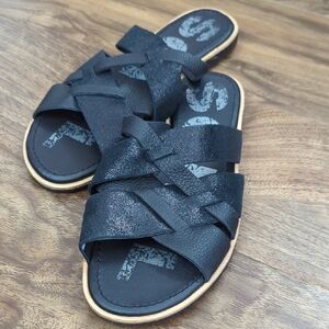 Sorel Ella Slide Black Leather Sandals